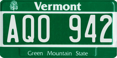 VT license plate AQO942