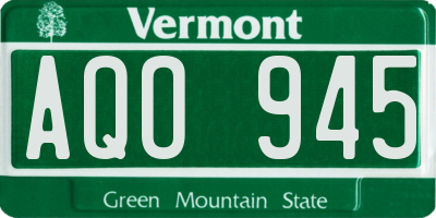 VT license plate AQO945