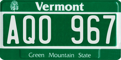 VT license plate AQO967
