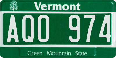 VT license plate AQO974