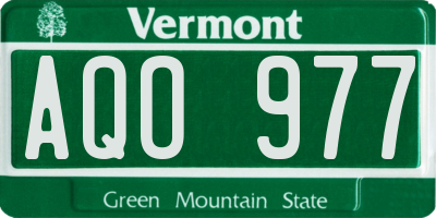 VT license plate AQO977