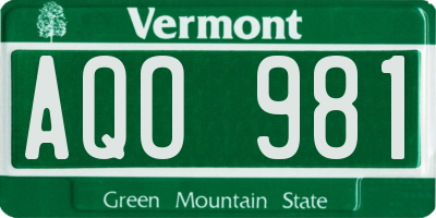 VT license plate AQO981