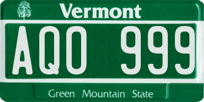VT license plate AQO999