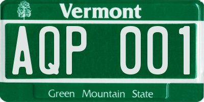 VT license plate AQP001