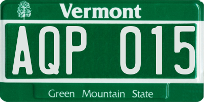 VT license plate AQP015