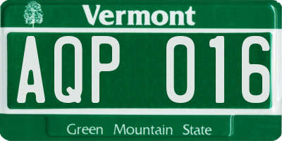 VT license plate AQP016