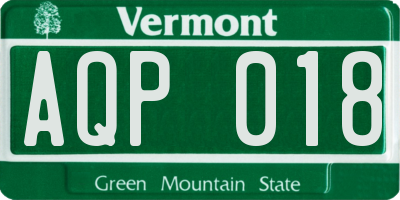 VT license plate AQP018