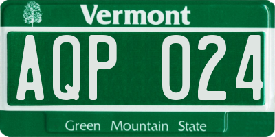 VT license plate AQP024