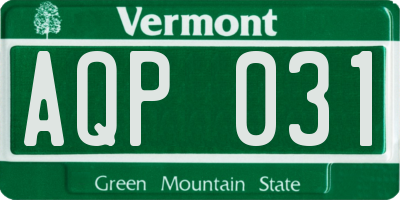 VT license plate AQP031
