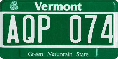 VT license plate AQP074