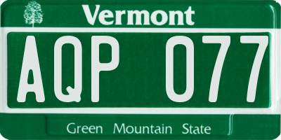 VT license plate AQP077