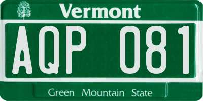 VT license plate AQP081