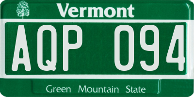 VT license plate AQP094