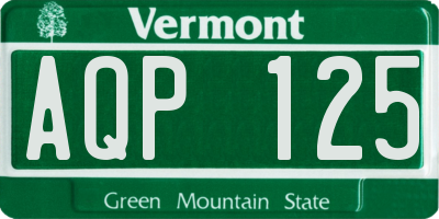 VT license plate AQP125