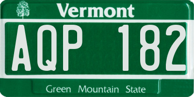 VT license plate AQP182
