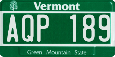 VT license plate AQP189