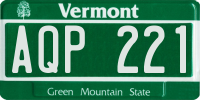 VT license plate AQP221