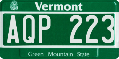VT license plate AQP223
