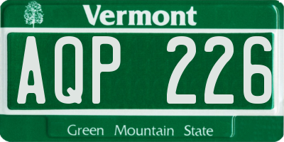 VT license plate AQP226