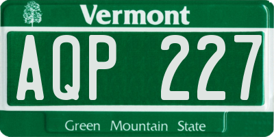 VT license plate AQP227