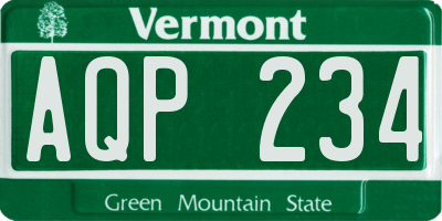 VT license plate AQP234