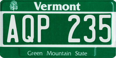 VT license plate AQP235