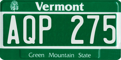 VT license plate AQP275