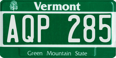 VT license plate AQP285