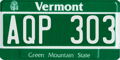VT license plate AQP303