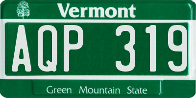 VT license plate AQP319