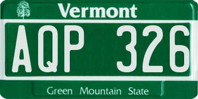 VT license plate AQP326