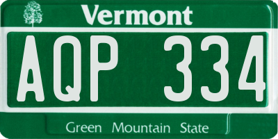 VT license plate AQP334