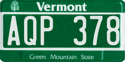 VT license plate AQP378