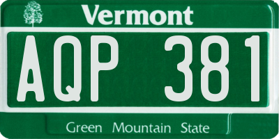 VT license plate AQP381
