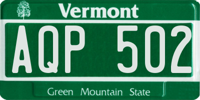 VT license plate AQP502
