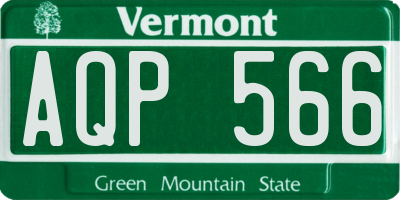 VT license plate AQP566
