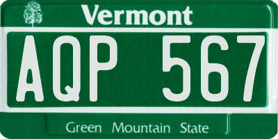 VT license plate AQP567