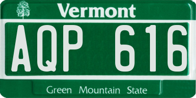VT license plate AQP616