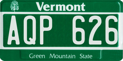 VT license plate AQP626