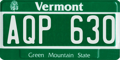 VT license plate AQP630