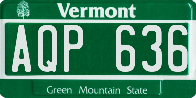 VT license plate AQP636