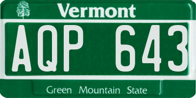 VT license plate AQP643