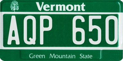 VT license plate AQP650
