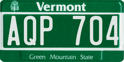 VT license plate AQP704