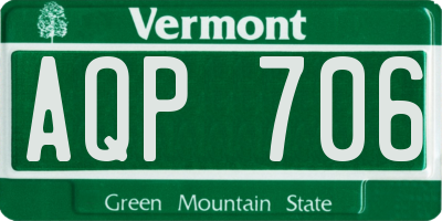 VT license plate AQP706
