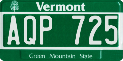 VT license plate AQP725