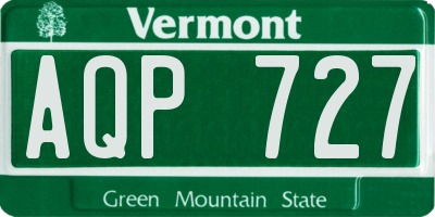 VT license plate AQP727