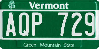 VT license plate AQP729