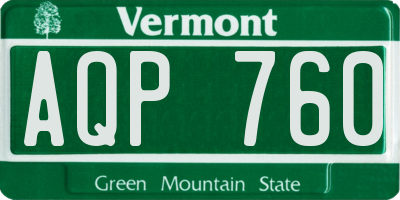 VT license plate AQP760