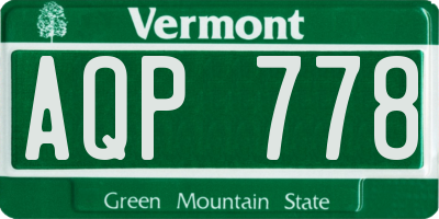 VT license plate AQP778